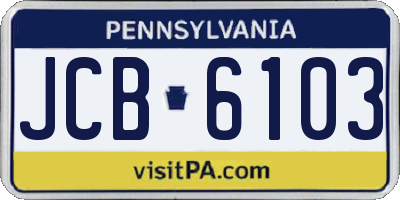 PA license plate JCB6103