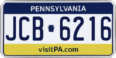 PA license plate JCB6216