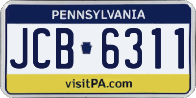 PA license plate JCB6311