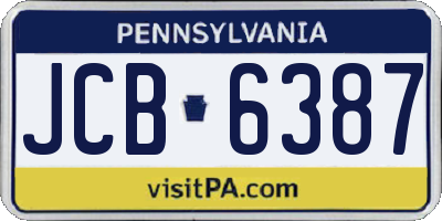 PA license plate JCB6387