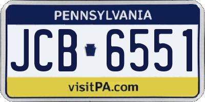 PA license plate JCB6551