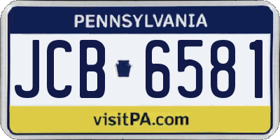 PA license plate JCB6581