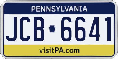 PA license plate JCB6641
