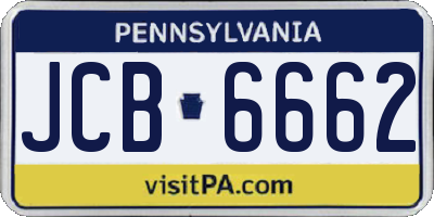 PA license plate JCB6662
