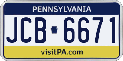 PA license plate JCB6671