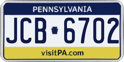 PA license plate JCB6702