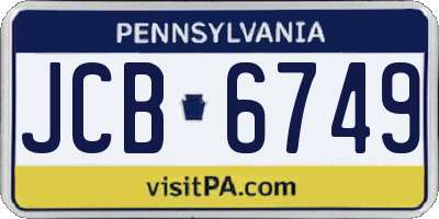PA license plate JCB6749