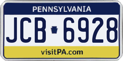 PA license plate JCB6928