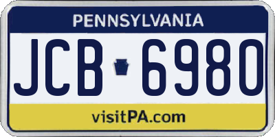 PA license plate JCB6980