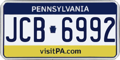 PA license plate JCB6992