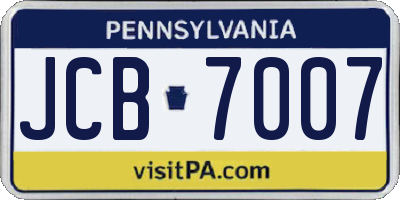 PA license plate JCB7007