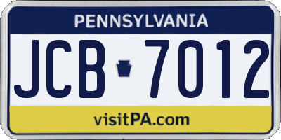 PA license plate JCB7012