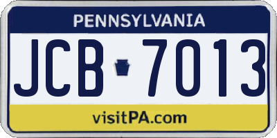 PA license plate JCB7013