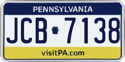 PA license plate JCB7138
