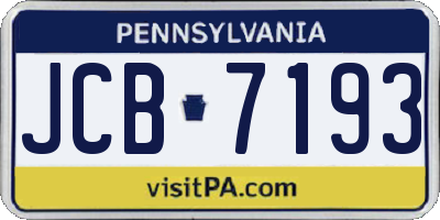 PA license plate JCB7193