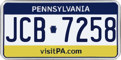 PA license plate JCB7258