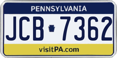 PA license plate JCB7362
