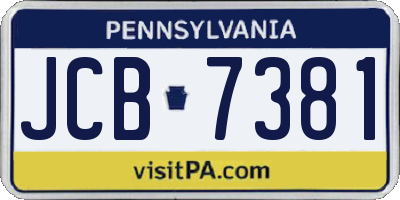 PA license plate JCB7381