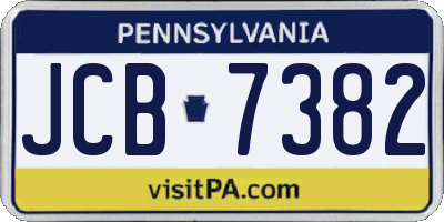 PA license plate JCB7382