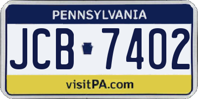 PA license plate JCB7402