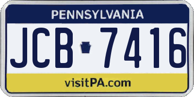 PA license plate JCB7416