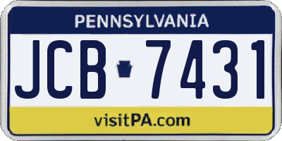 PA license plate JCB7431