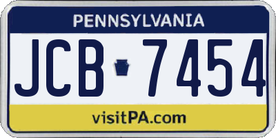 PA license plate JCB7454
