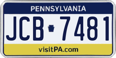 PA license plate JCB7481