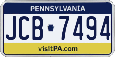 PA license plate JCB7494