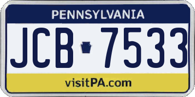 PA license plate JCB7533