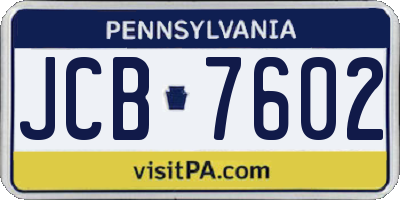 PA license plate JCB7602