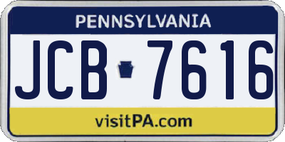 PA license plate JCB7616