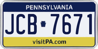 PA license plate JCB7671