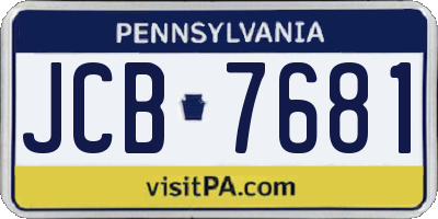 PA license plate JCB7681