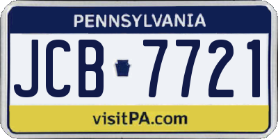 PA license plate JCB7721