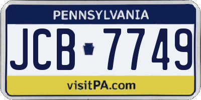 PA license plate JCB7749