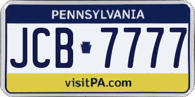 PA license plate JCB7777