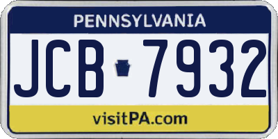 PA license plate JCB7932