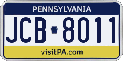 PA license plate JCB8011
