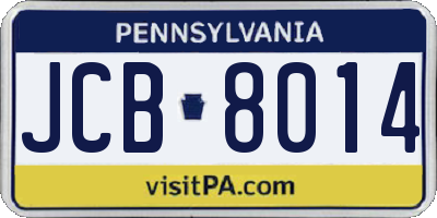 PA license plate JCB8014