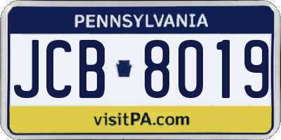 PA license plate JCB8019
