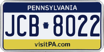 PA license plate JCB8022