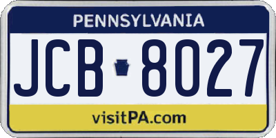 PA license plate JCB8027