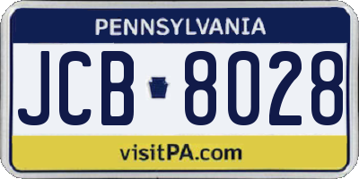 PA license plate JCB8028
