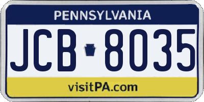 PA license plate JCB8035