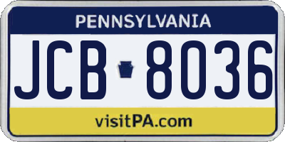 PA license plate JCB8036