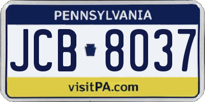 PA license plate JCB8037
