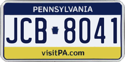 PA license plate JCB8041