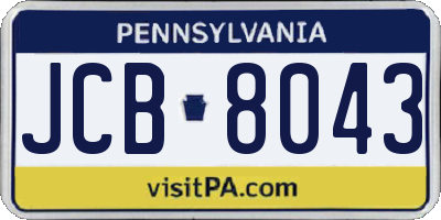 PA license plate JCB8043