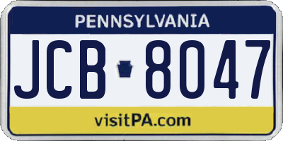 PA license plate JCB8047